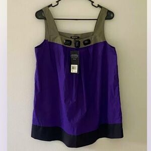 NWT Daisy Fuentes Purple Colorblock Gemstone Sleeveless Blouse Tank Womens Small